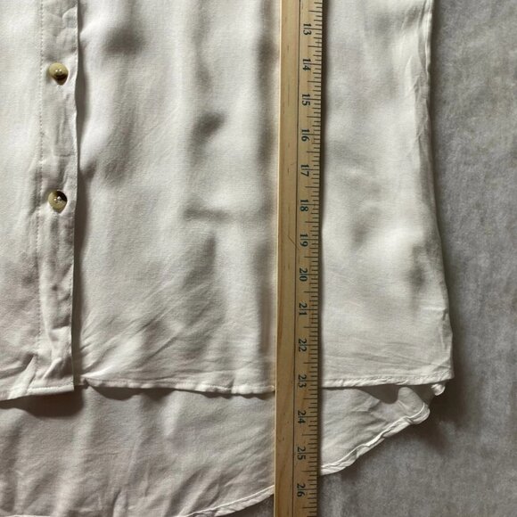 NWT Sim & Sam Womens White High Low Hem Patch Pocket Button Up Shirt Size XL - Picture 6 of 7